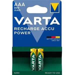 Varta AAA (HR03) Recharge Accu Power batterijen / 800 mAh - 2 stuks in blister