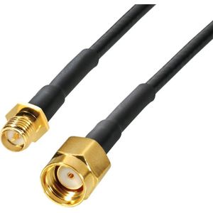 RP-SMA (m) - RP-SMA (v) verlengkabel - RG174 - 50 Ohm / zwart - 20 meter