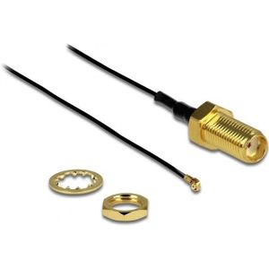 MHF 4 (v) - SMA (v) kabel - Micro Coax (0,81 mm) - 50 Ohm / zwart - 0,20 meter