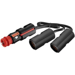 ProCar sigarettenaanstekerplug splitter met 2 12-24V poorten / zwart - 0,25 meter