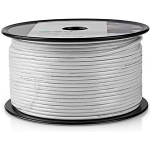 Coaxkabel op Haspel - RG59 - 75 Ohm - Dubbel Afgeschermd - ECA - 100.0 m - Coax - PVC - Wit - Rol