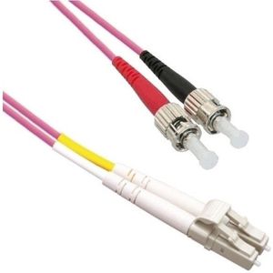 LC - ST Duplex Optical Fiber Patch kabel - Multi Mode OM4 - paars / LSZH - 20 meter