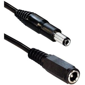 DC plug (m) - DC plug (v) verlengkabel - 5,5mm x 2,5mm - max. 12V/0,5A / zwart - 5 meter