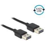 Easy-USB-A naar Easy-USB-A kabel - USB2.0 - tot 2A / zwart - 5 meter