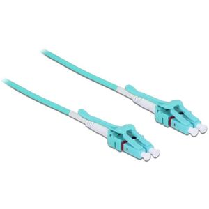 LC Duplex Optical Fiber Patch kabel - Uniboot / quick release - Multi Mode OM3 - turquoise / LSZH - 1 meter