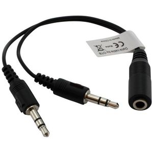 2x 3,5mm > 3,5mm 4-polig headset adapter (CTIA/AHJ) - zwart - 0,15 meter