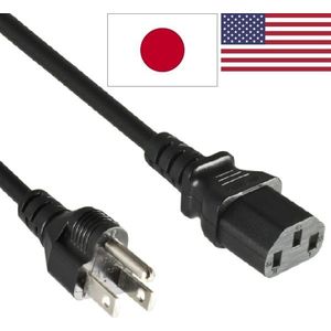 C13 (recht) - Type B / Amerika/Japan (recht) stroomkabel - SJT/VCTF AWG18/3 / zwart - 1,8 meter
