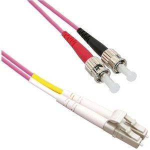 LC - ST Duplex Optical Fiber Patch kabel - Multi Mode OM4 - paars / LSZH - 30 meter