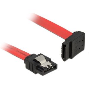 SATA datakabel - recht / haaks naar boven - plat - SATA600 - 6 Gbit/s / rood - 0,20 meter