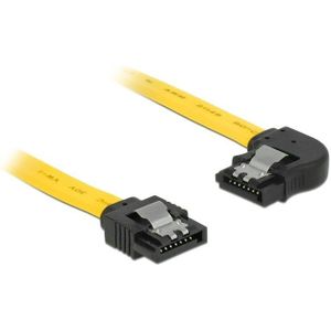SATA datakabel - recht / haaks naar rechts - plat - SATA600 - 6 Gbit/s / geel - 0,30 meter