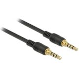 3,5mm Jack 4-polig audio/video slim kabel met extra ruimte AWG24 / zwart - 1 meter