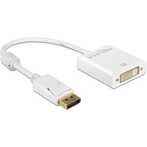 DeLOCK premium DisplayPort naar DVI actieve adapter - DP1.2 (1920 x 1200) / wit - 0,20 meter