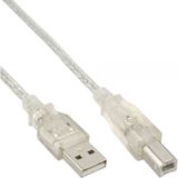 USB naar USB-B kabel - USB2.0 - tot 2A / transparant - 3 meter