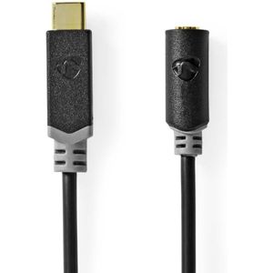 Nedis USB-C naar 3,5mm Jack audio adapter - actief / zwart - 1 meter