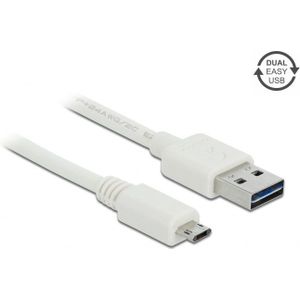 Easy-Micro USB naar Easy-USB-A kabel - USB2.0 - tot 2A / wit - 2 meter