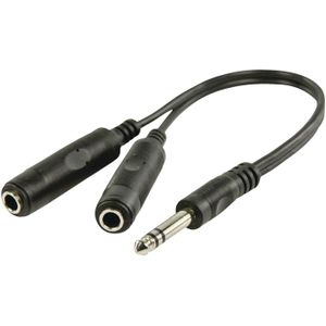 6,35mm Jack (m) - 2x 6,35mm Jack (v) stereo audio splitter kabel - 0,20 meter