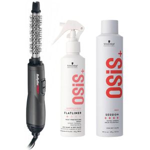 Babyliss PRO Warmeluchtborstel Titanium Tourmaline 19mm + Schwarzkopf OSiS+ Flatliner 200ml + OSiS+ Session Hairspray 500ml