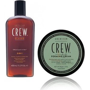 American Crew 3 in 1 shampoo 450ml en forming cream 85g