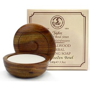 Taylor of Old Bond Street Wooden Bowl + Sandalwood Soap 100gr