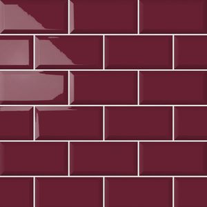 Wandtegel metrotegel 10x20 bordeaux rood glans