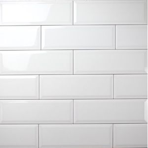 wandtegel metro 10x30 cm glans wit