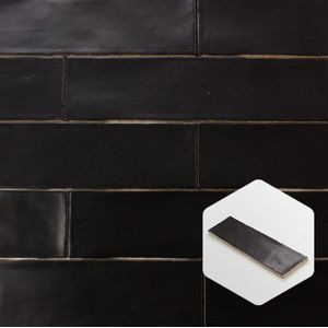 Equipe Masia mat zwart 7,5x30 cm handvorm wandtegel art. 20178