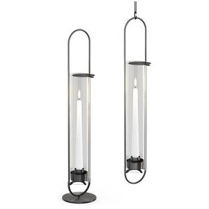 Höfats - Oval Candle 55 - Kandelaar - Zwart - Roestvrij Staal / Borosilicaatglas