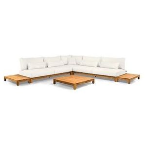 Loungeset Suns Portofino Small Hoekopstelling 2x2 Seater Natural New Teak / Natural Mixed Weave (6-delig)