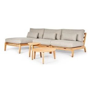 Loungeset Suns Termoli 2-Seater / Chaise Longue Set Teak / Taupe (4-delig)