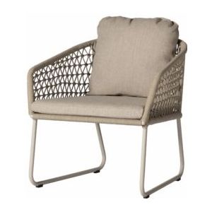 Yoi - Bara Low Dining - Tuinstoel - Flax Beige - Aluminium - Handgevlochten
