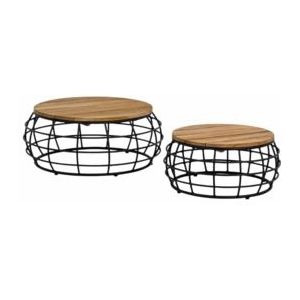 Loungetafel Applebee Pure Coffee Table Aluminium Teak Black Natural (Set van 2)