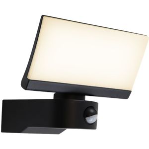 Moderne buiten wandlamp met bewegingssensor zwart, Leonie, 24W, 3000K LED, IP54