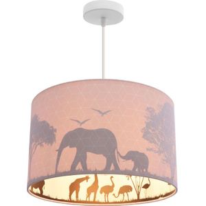 Roze dieren hanglamp Safari, Binnenzijde doorschijnend