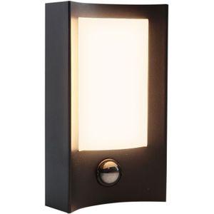 Moderne buiten wandlamp met bewegingssensor zwart, Loris, 6W, 3000K LED, IP44
