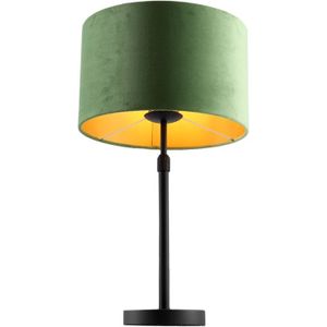 Staande tafellamp Kristianne, met groen/goud velours kap