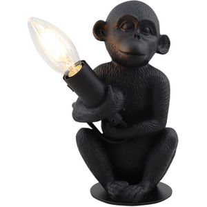 Moderne aap lamp zwart, Monkey, met schakelaar