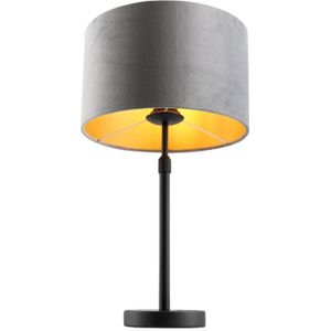 Olucia Kristianne - Moderne Tafellamp - Metaal/Stof - Goud;Grijs