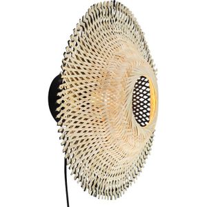 Rotan wandlamp bruin, Cordoba, met schakelaar