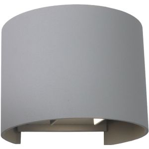 Grijze up-down wandlamp Dion, 6w, 4000K, rond, IP65