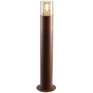 Roestkleur staande buitenlamp Sanel, Smoke glas, 60cm