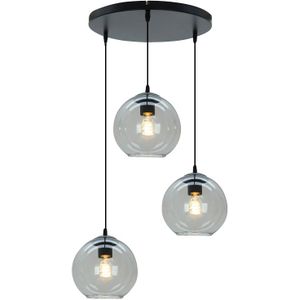 Grijze hanglamp Giada, rookglas, design, 3L