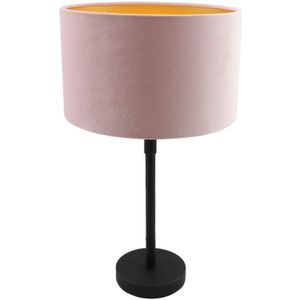 Staande tafellamp Kristianne, met roze/goud velours kap
