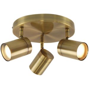 Olucia Ciara - Moderne Badkamer plafondlamp - 3L - Metaal - Messing - Rond - 29.4 cm