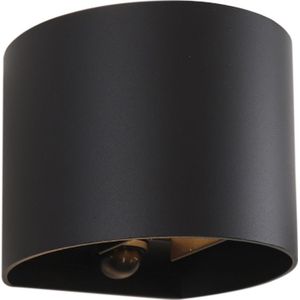 Moderne up down wandlamp zwart, Dion, 6W, 2700K LED, IP65