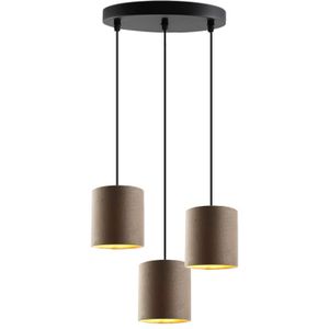 Zwarte 3L hanglamp Krystian met taupe/gouden kapjes