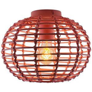 Rotan plafondlamp roze, Roza