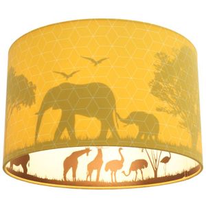 Gele dieren kinderkamer plafondlamp Safari, Binnenzijde doorschijnend