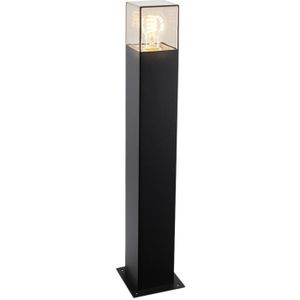 Zwarte staande buitenlamp Sanel, Smoke glas, 60cm