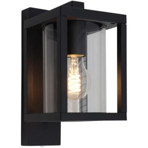Moderne buiten wandlamp met schemersensor zwart, Amalie, IP54