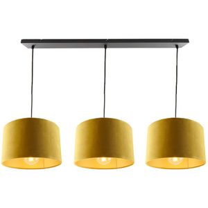 3L zwarte hanglamp met 40 centimeter geel/gouden lampenkappen